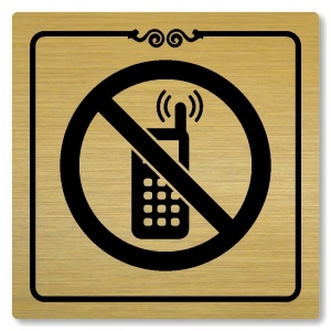 Zákaz telefonování, 100x100mm, zlatá, Texas